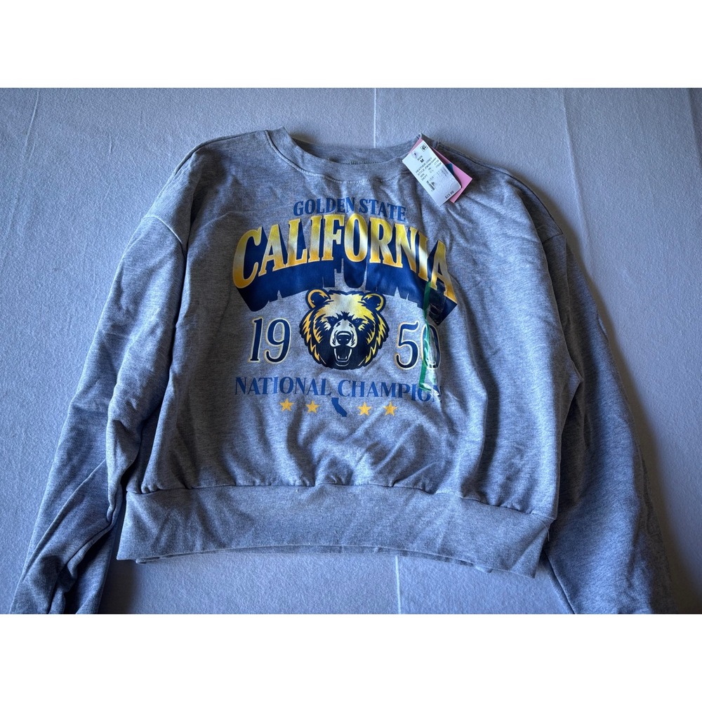 Modern Lux Golden State California 1950 Bear Graphic Sweatshirt Gray Medium NWT